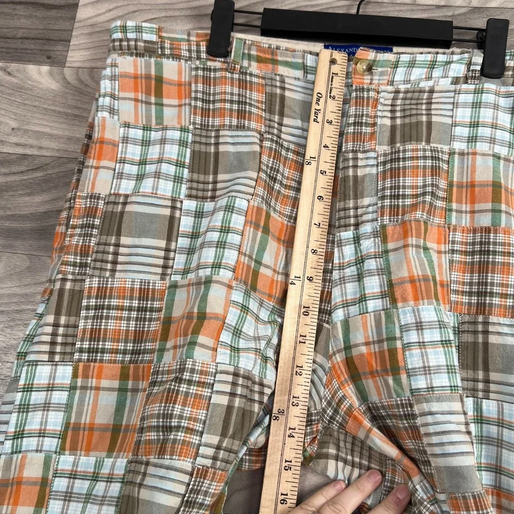 Alexander Julian Southern Style Chino Shorts Men's 38 Multicolor Patchwork Plaid